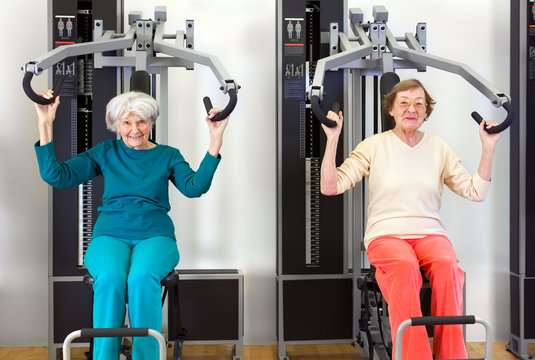 Front View of Old Women Exercising.