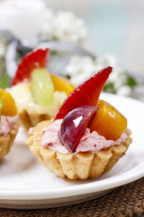 Cupcakes decorated with fresh fruits