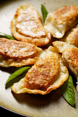 Baked dumplings filled with mushrooms and cabbage