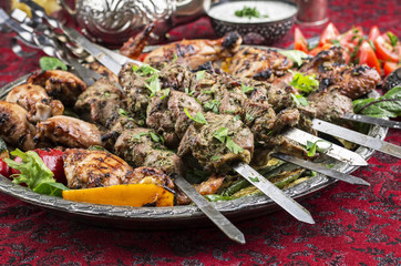 Grilled Lamb Kebab and Chicken