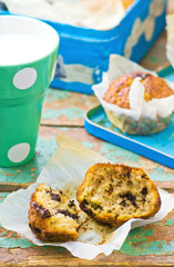 banana muffins with slices of chocolate