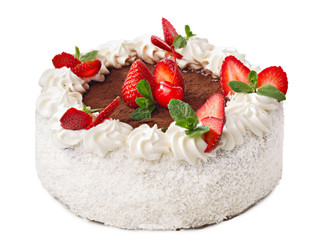 Strawberry dessert isolated on white