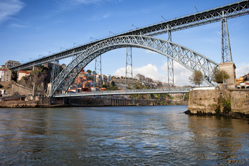 Fototapeta na wymiar Dom Luis I Bridge over Douro River in Porto