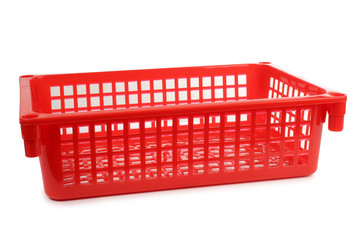 Red plastic basket