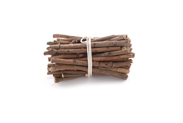 bundle of firewood on white background