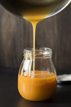 Homemade Cream Caramel Sauce in a Jar