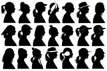 Illustration of women profiles isolated on white