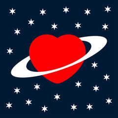 Valentine's greeting card  heart as a planet