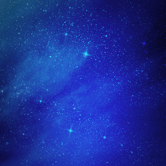 The blue star sky with clouds, background