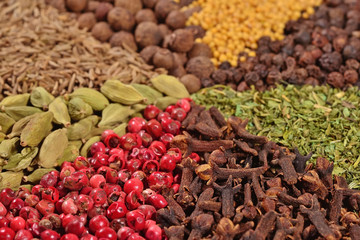 Heap of various kinds of spices