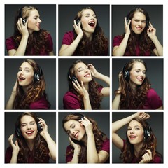 Obraz premium Collage of woman different facial expressions.