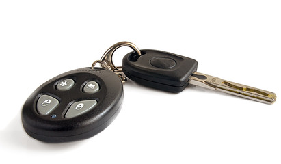 Keys from the car on a white background.