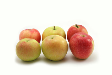 Six apples in two rows