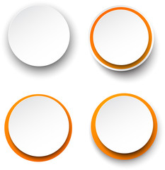 Paper white-orange round speech bubbles.