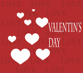 valentine day illustration, love text and hearts over color back