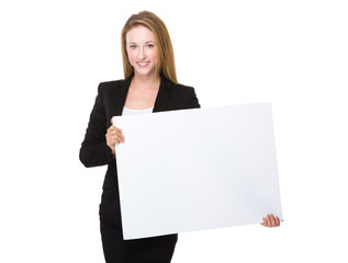 Businesswoman hold with palcard