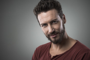 Smiling flirty guy portrait