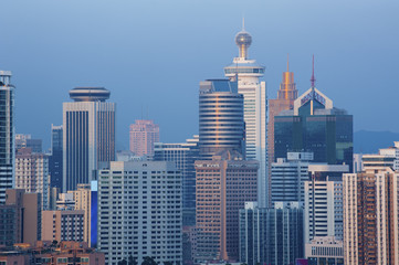 Fototapeta na wymiar Skyline of Shenzhen City, China. Viewed from Hong Kong border