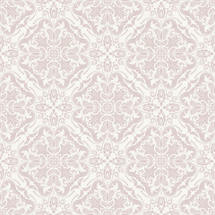 Damask Seamless Vector Pattern. Orient Pink Background