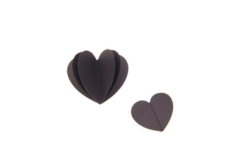 Valentines Day Black Heart paper on White Isolated