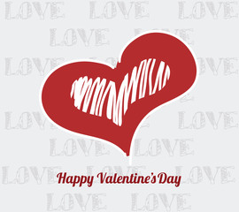 happy valentine illustration, heart over text  background
