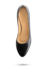 Levitating black high heel isolated