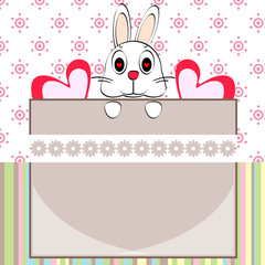 bunny cartoon and frame card vector design