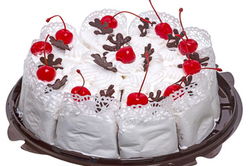 Portion cake with cherries