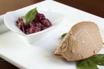 pate on plate with plum jam