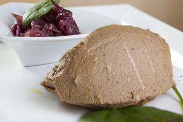 pate on plate with plum jam