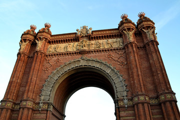 Obraz premium Closeup of Arc de Triomf in the city of Barcelona, Spain