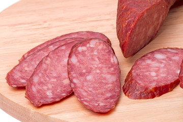 Smoked sausage close up