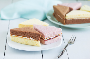 pieces of chiffon cake on plate for snack