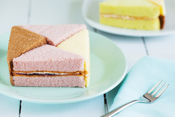 pieces of chiffon cake on plate for snack