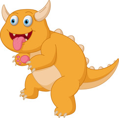 Cute orange monster cartoon scary