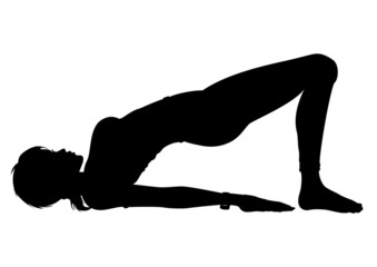 Silhouette Girl in the Yoga Bridge Pose (Setu Bandhasana)