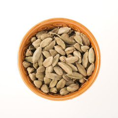 Cardamom in Bowl Isolated