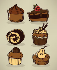 vector doodle cakes collection