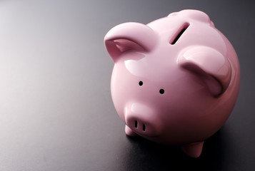 Pink pig moneybox closeup
