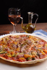 Pizza with pumpkin and bacon