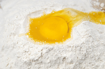 Egg on flour