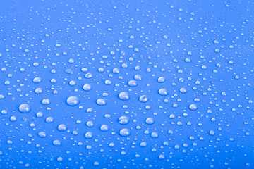 Naklejka na ściany i meble Drops of water on the colored background