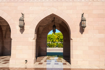 Visitor entrance of Sultan Qaboos Grand mosque, Muscat, Oman