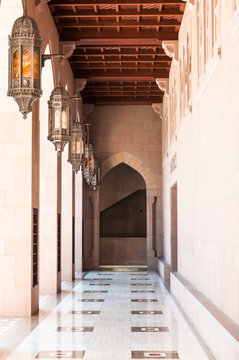 Courtyard of Sultan Qaboos Mosque, Muscat, Oman