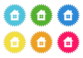 Set of colorful stickers icons with house symbol