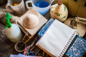 Pottery workshop tools