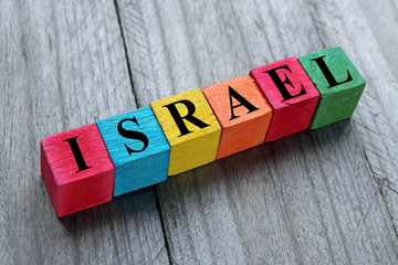 word Israel on colorful wooden cubes