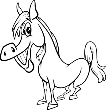 farm horse cartoon coloring page