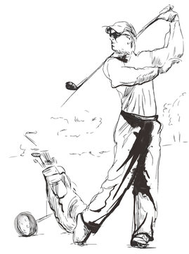 Golfer - Hand drawn illustration converted into vector