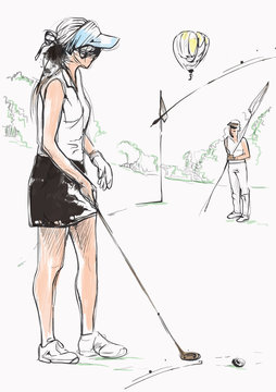 Golfer - Hand drawn illustration converted into vector